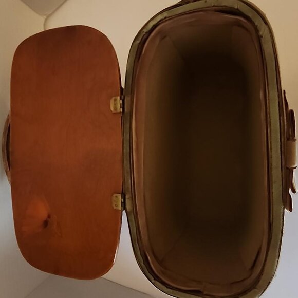 A Vtg. Decoupage Original Floral Weaved Wooden Bag Purse 8 1/2"×11"×4 Basket - Picture 6 of 6